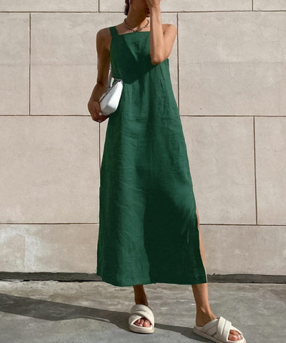 Abito Estivo Minimal | Spalline Larghe | Misto Lino Naturale | Look Disinvolto da Giorno